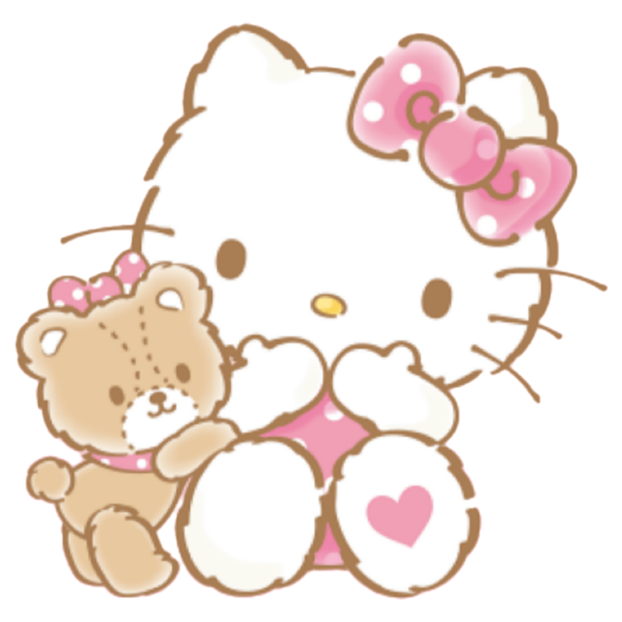 Hello Kitty holding a teddy bear